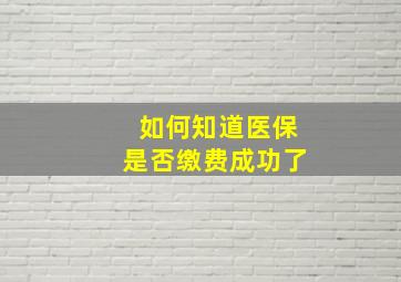 如何知道医保是否缴费成功了