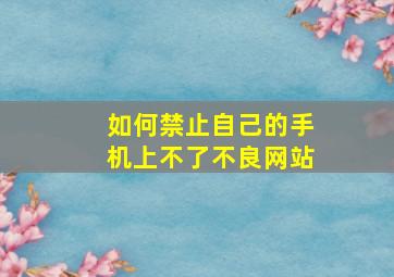 如何禁止自己的手机上不了不良网站