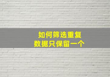 如何筛选重复数据只保留一个