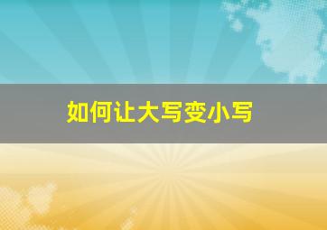 如何让大写变小写