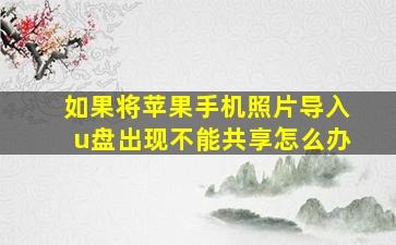 如果将苹果手机照片导入u盘出现不能共享怎么办