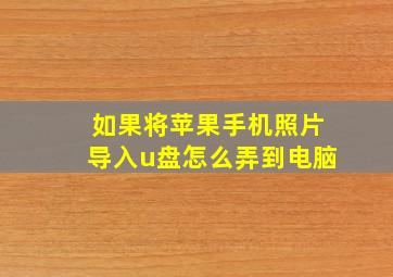 如果将苹果手机照片导入u盘怎么弄到电脑