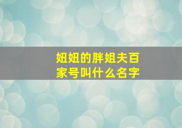 妞妞的胖姐夫百家号叫什么名字