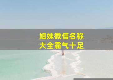 姐妹微信名称大全霸气十足