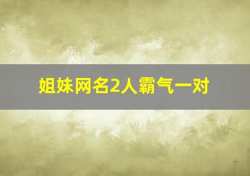 姐妹网名2人霸气一对