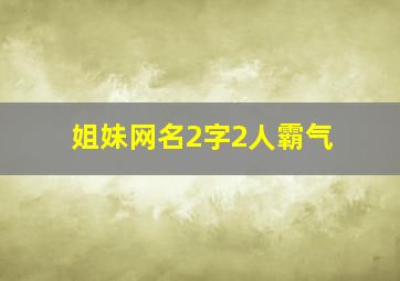 姐妹网名2字2人霸气