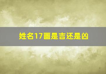 姓名17画是吉还是凶