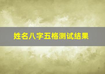 姓名八字五格测试结果