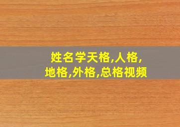 姓名学天格,人格,地格,外格,总格视频