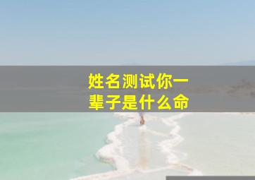 姓名测试你一辈子是什么命