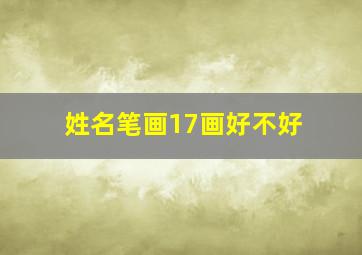 姓名笔画17画好不好