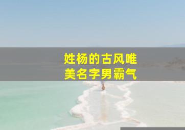 姓杨的古风唯美名字男霸气