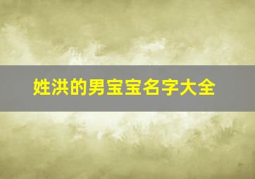 姓洪的男宝宝名字大全