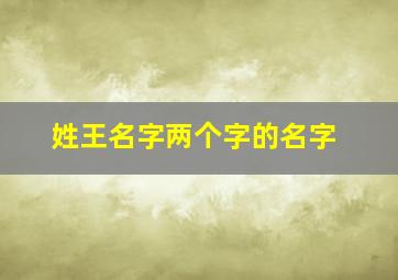 姓王名字两个字的名字