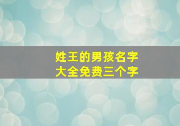 姓王的男孩名字大全免费三个字