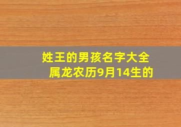 姓王的男孩名字大全属龙农历9月14生的