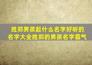 姓郑男孩起什么名字好听的名字大全姓郑的男孩名字霸气