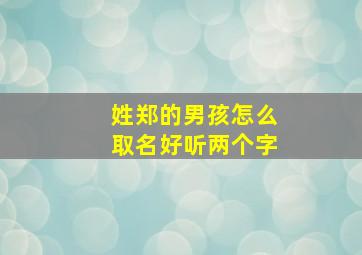 姓郑的男孩怎么取名好听两个字