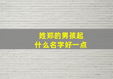 姓郑的男孩起什么名字好一点