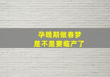 孕晚期做春梦是不是要临产了