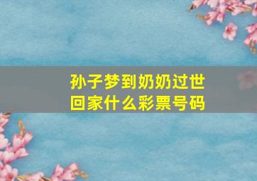 孙子梦到奶奶过世回家什么彩票号码