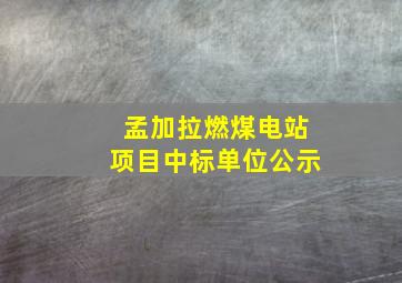 孟加拉燃煤电站项目中标单位公示