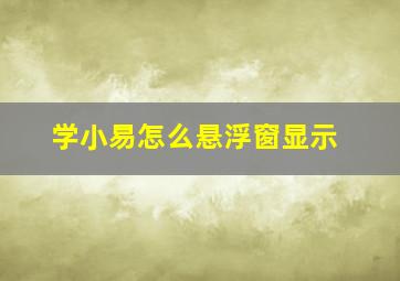 学小易怎么悬浮窗显示