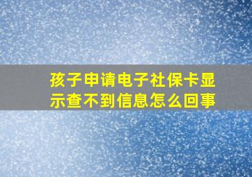 孩子申请电子社保卡显示查不到信息怎么回事