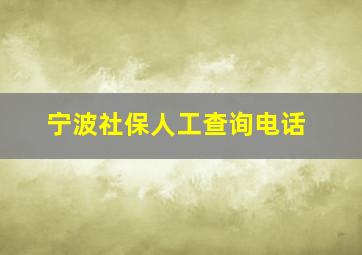 宁波社保人工查询电话