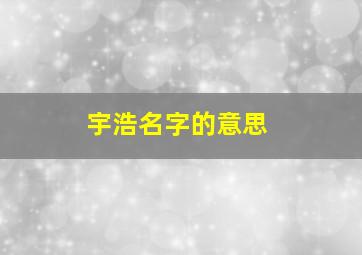 宇浩名字的意思