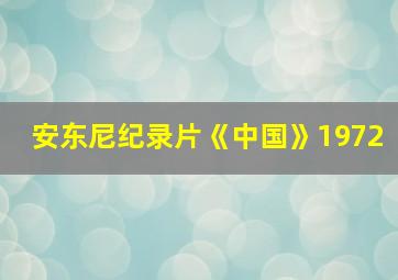 安东尼纪录片《中国》1972