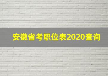 安徽省考职位表2020查询