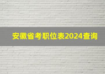 安徽省考职位表2024查询