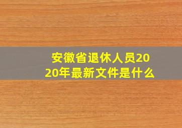 安徽省退休人员2020年最新文件是什么