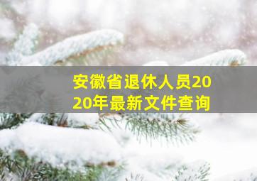 安徽省退休人员2020年最新文件查询