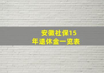 安徽社保15年退休金一览表