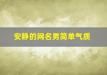 安静的网名男简单气质