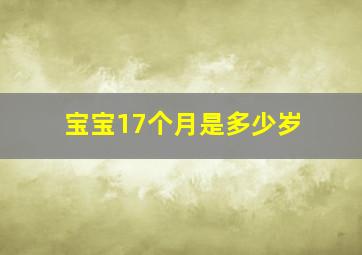 宝宝17个月是多少岁