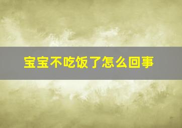 宝宝不吃饭了怎么回事