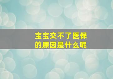 宝宝交不了医保的原因是什么呢