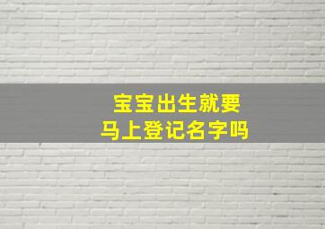 宝宝出生就要马上登记名字吗