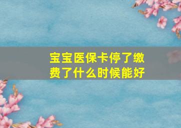 宝宝医保卡停了缴费了什么时候能好