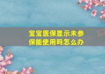 宝宝医保显示未参保能使用吗怎么办