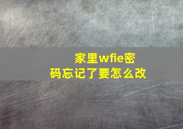 家里wfie密码忘记了要怎么改