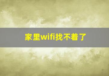 家里wifi找不着了