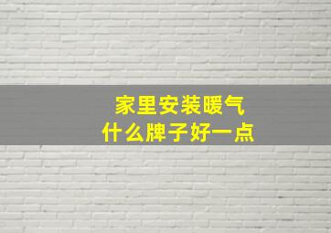 家里安装暖气什么牌子好一点