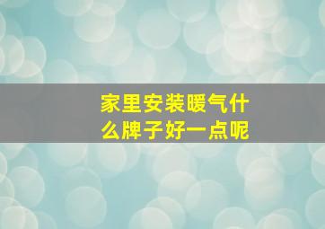 家里安装暖气什么牌子好一点呢