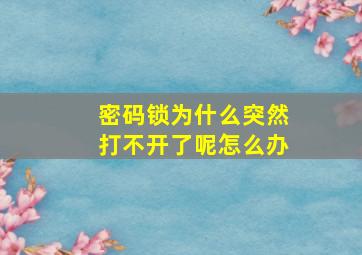 密码锁为什么突然打不开了呢怎么办