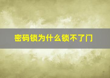 密码锁为什么锁不了门