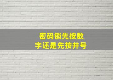 密码锁先按数字还是先按井号